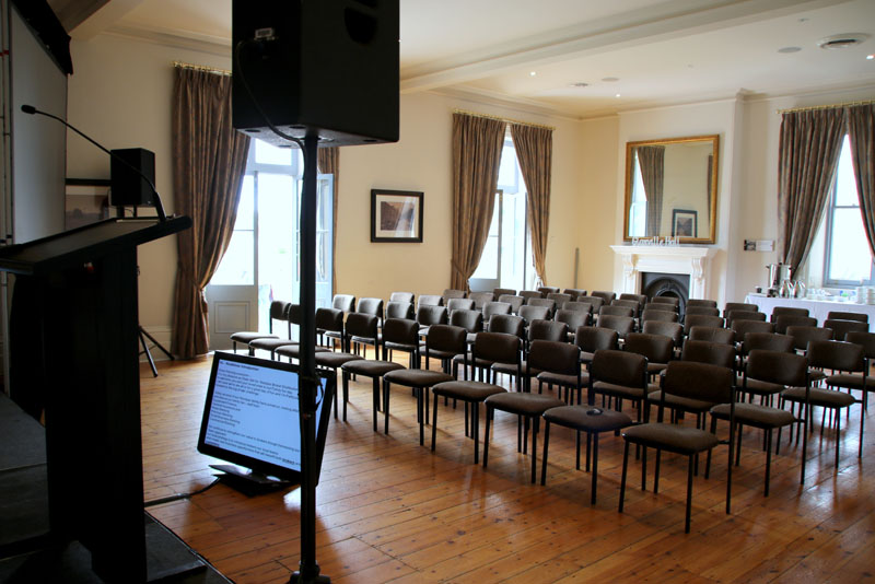 A corporate event set up at Glanville Hall