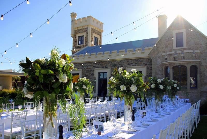 High tea tiered stands with sweet and savoury treats at Glanville Hall