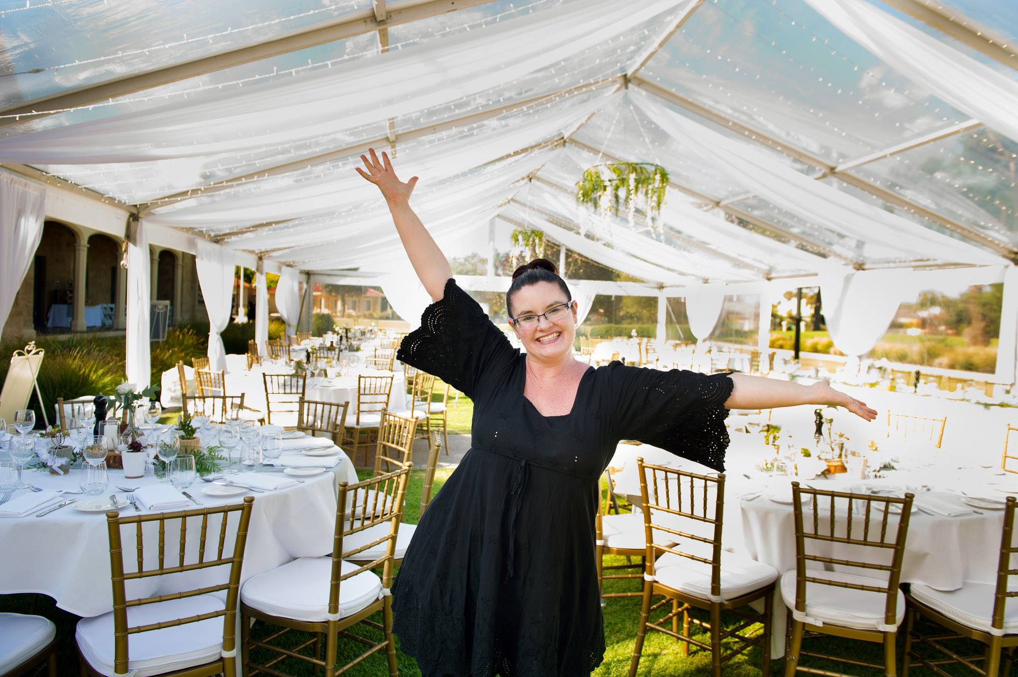 Evening event with festoon lighting